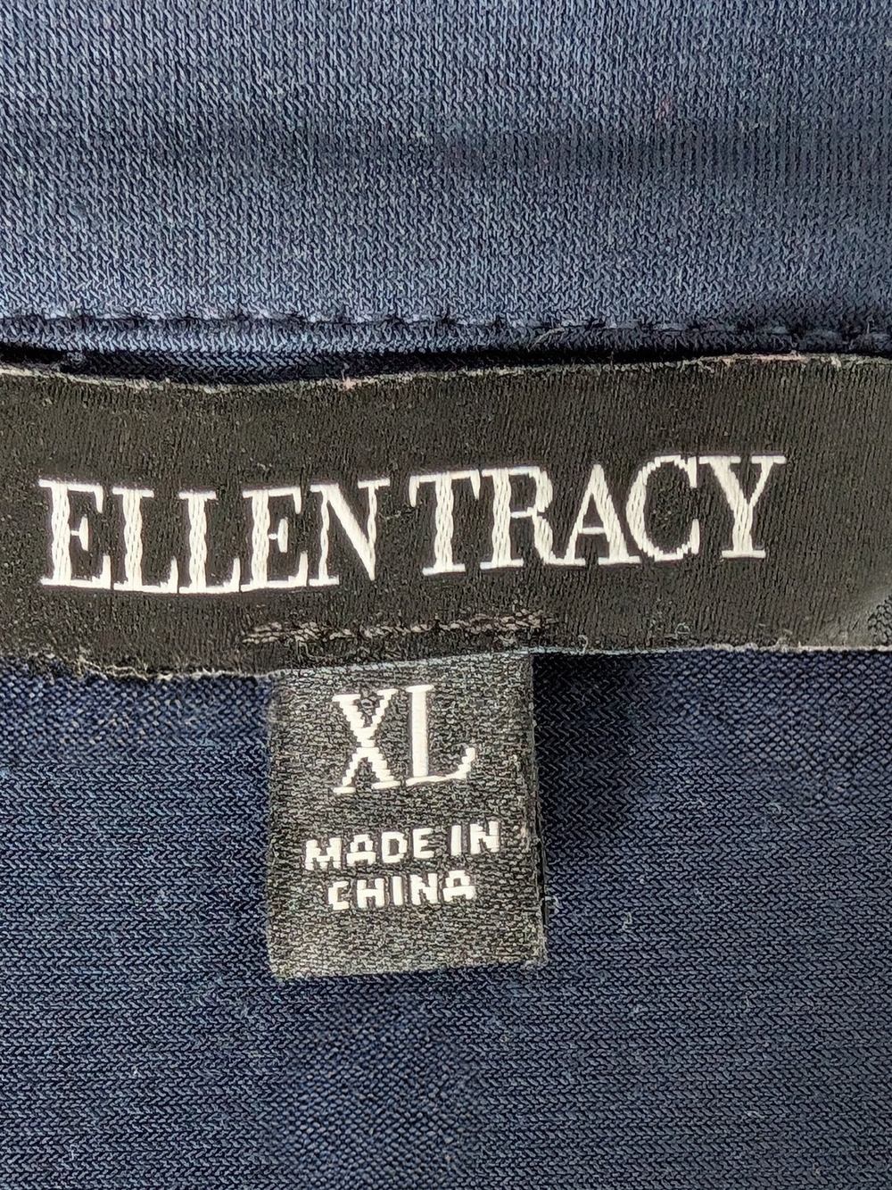 Ellen Tracy Navy Pullover Top with Gold Zip Detail-XL - Picture 8 of 10
